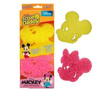 Scrub Daddy Disney Mickey Mouse & Minnie Mouse Spugne Lavapiatti per Pulizia e Lavaggio Piatti, Spugne da Cucina Antigraffio con FlexTexture, Scrubber Morbido & Duro, Confezione da 2