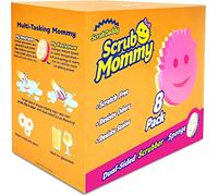 Scrub Daddy Doppelseitiger Schwamm und Schrubber - Scrub Mommy - kratzfreier Schwamm für Geschirr und Zuhause, weich in warmem Wasser, fest bei Kälte, mehrere Oberflächen, 8 Stück (1 Stück)