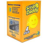 Scrub Daddy Originale Spugna Piatti Lavabile, Spugne Cucina e Bagno, Non Graffia Prodotti per la Pulizia della Casa, Design Morbido e Compatto FlexTexture, Lavabile in Lavastoviglie, Giallo 4 Pz