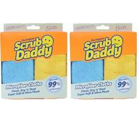 Scrub Daddy Panno in Microfibra - Panno per la Pulizia della Casa, per Spolverare, Assorbente senza Pelucchi per Spolverare, Lucidare, Cucina, Bagno, Auto, Specchi- Confezione Doppia Blu e Gialla