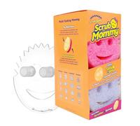 Scrub Daddy Scrub Mommy 6 ct + Daddy Caddy - Spugna multiuso antigraffio + supporto per spugna, senza BPA e realizzata con schiuma polimerica, spugna da cucina resistente alle macchie e agli odori
