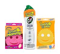 Scrub Daddy Scrub Mommy Daddy Caddy + CIF All Purpose Cleaner - cucina dual -latili a doppia facciale + scrubber da bagno + crema di pulizia multiuso