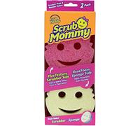 Scrub Daddy Scrub Mommy, Spugna Abrasiva Cucina su Due Lati, Alternativa Prodotti Cucina ai Panni Non Graffiati, Spugna Faccina Sorridente per Lavello, Bagno e Doccia, FlexTexture, Rosa 2 Pz