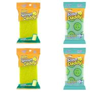 Scrub Daddy Sponge Daddy & Scour Daddy Essentials Multipack, Spugne da Cucina per Pulizia, Antigraffio con FlexTexture, Spugne Lavapiatti per Cucina e Bagno, Scrubber Multiuso