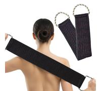 Scrub esfoliante per la schiena per doccia, uso su entrambi i lati, asciugamano esfoliante da bagno per strofinare profondamente il corpo con manici (nero)