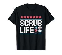 Scrub Life Divertente Retro Pixel Infermiera Stile di Gioco Med Umorismo Maglietta