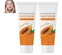Scrub viso alla papaia - Scrub viso esfoliante per la pulizia profonda, esfoliazione delicata per una pulizia raffinata della pelle e dei pori, illumina la carnagione opaca, bilancia (2PCS)