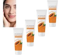 Scrub viso alla papaia - Scrub viso esfoliante per la pulizia profonda, esfoliazione delicata per una pulizia raffinata della pelle e dei pori, equilibra l'olio e idrata, illumina la carnagione (4PCS)