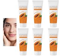 Scrub viso alla papaia - Scrub viso esfoliante per la pulizia profonda, esfoliazione delicata per una pulizia raffinata della pelle e dei pori, equilibra l'olio e idrata, illumina la carnagione (6PCS)
