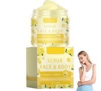 Scrub viso e corpo al limone con vitamina C, esfoliante multiuso con vitamina C al limone, esfoliazione delicata per migliorare la consistenza della pelle, crema esfoliante delicata per il viso (1