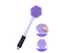Scrubber corpo in silicone per doccia con manico lungo - Spazzola esfoliante e massaggiante su entrambi i lati - Scrubber per la schiena ricca di schiuma per uomini e donne - Spazzola da bagno per