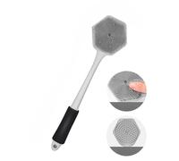 Scrubber corpo in silicone per doccia con manico lungo - Spazzola esfoliante e massaggiante su entrambi i lati - Scrubber per la schiena ricca di schiuma per uomini e donne - Spazzola da bagno per