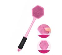 Scrubber corpo in silicone per doccia con manico lungo - Spazzola esfoliante e massaggiante su entrambi i lati - Scrubber per la schiena ricca di schiuma per uomini e donne - Spazzola da bagno per