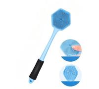 Scrubber corpo in silicone per doccia con manico lungo - Spazzola esfoliante e massaggiante su entrambi i lati - Scrubber per la schiena ricca di schiuma per uomini e donne - Spazzola da bagno per