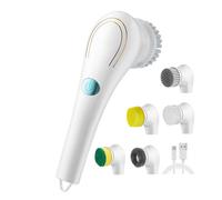 Scrubber elettrico, spazzola di pulizia portatile, multifunzionale per bagno con testine sostituibili, ideale per vasca da bagno, piastrelle, pavimento, lavandino, malta, parete, cucina, casa