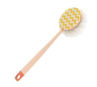 Scrubber ergonomico, spazzola impermeabile a doppia texture con manico lungo, hardware in luffa su entrambi i lati, pelle 2 in 1 con stile moderno, scrubber per il corpo per adulti e anziani hotel