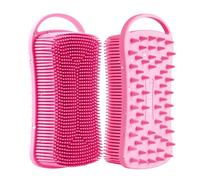 Scrubber esfoliante per il corpo in silicone, massaggiatore per capelli e cuoio capelluto, spazzola 2 in 1 per bagno e shampoo per uomo, donna, cura della pelle sensibile al bambino, facile da pulire, schiuma piacevole, più igienica, confezione da 1 (rosa)