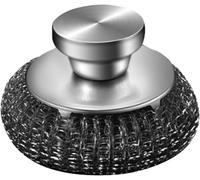Scrubber in acciaio inossidabile, spazzola for pentole in acciaio inossidabile 304, spazzola for pentole portatile con manico lungo in lana d'acciaio, lavapavimenti in lana d'acciaio(B:Short Handle)