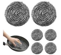 Scrubber in acciaio inox, resistente per pulire i pasticci ostinati da pentole e padelle, stufe, griglie (grande, 6 pezzi)