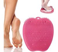 Scrubber massaggiatore per piedi da doccia, tappetino per digitopressione con ventose antiscivolo, spazzola per la pulizia dei piedi in silicone per migliorare la circolazione, l'esfoliazione (rosa)