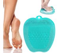Scrubber massaggiatore per piedi da doccia, tappetino per digitopressione con ventose antiscivolo, spazzola per la pulizia dei piedi in silicone per migliorare la circolazione (verde)