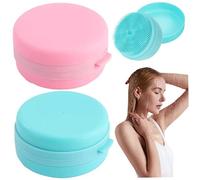 Scrubber per doccia in silicone, scrubber per corpo in silicone da 2 pcs, porta sapone per il corpo morbido a doppia funzione con setole delicate e cordino per doccia e strofinamento