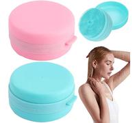 Scrubber per doccia in silicone, scrubber per corpo in silicone da 2 pcs, porta sapone per il corpo morbido a doppia funzione con setole delicate e cordino per doccia e strofinamento