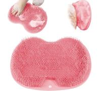 Scrubber per piedi da doccia, tappetino da bagno per massaggi da parete, scrubber posteriore con ventose antiscivolo per migliorare la circolazione, lenire i piedi doloranti (rosa)