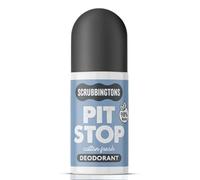 Scrubbingtons Pit Stop Deodorante naturale - asciugatura rapida Magicamente delicato profumo fresco di cotone, senza alluminio, senza alcool, per adulti pronti all'avventura, roll-on per ascelle