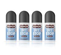 Scrubbingtons Pit Stop - Deodorante Naturale Roll-on per Bambini e Ragazzi. 98% Ingredienti Naturali, Ideale per Pelli Sensibili. Senza né Alcool - Fragranza al Cocco - 75 ml (Confezione da 4)
