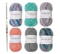 Scrubby Yarn - Filato in poliestere colori assortiti per uncinetto, filati assortiti per uncinetto, filati di poliestere squisiti | per lavori a maglia a mano per strofinacci, borse, trecce