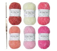 Scrubby Yarn - Filato in poliestere colori assortiti per uncinetto, filati assortiti per uncinetto, filati di poliestere squisiti | per lavori a maglia a mano per strofinacci, borse, trecce