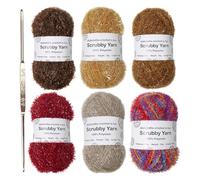 Scrubby Yarn - Filato in poliestere colori assortiti per uncinetto, filati assortiti per uncinetto, filati di poliestere squisiti | per lavori a maglia a mano per strofinacci, borse, trecce