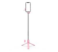 SCRUBY Bastone per selfie per telefono, regolabile, pieghevole, estensibile, monopiede con telecomando wireless Bluetooth (rosa)