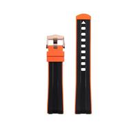 SCRUBY Cintura in gomma siliconica liquida con cinturino morbido bicolore da 20 mm per cinturino Omega per cinturino con cinturino con estremità curva Seamaster 300(Black Orange3)