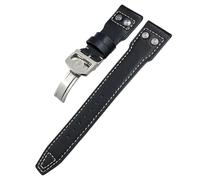 SCRUBY Cinturino con rivetti in vera pelle da 20 mm, 21 mm, 22 mm, per IWC SPITFIRE Big Pilot's Watch IW5009, cinturino in pelle bovina (nero, bianco, tinta unita, 2,22 mm)