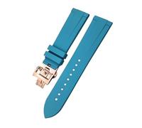 SCRUBY Cinturino FKM 19mm 20mm 21mm 22mm per Vacheron Constantin colorato morbido fluoro cinturino in gomma cinturino a farfalla chiusura(Baby Blue rose,20mm)