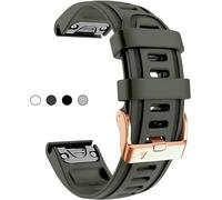 SCRUBY Cinturino in silicone morbido da 20 mm per Garmin fenix 5S/5S Plus/6S/7S/Instinct 2S/D2, rapido con fibbia in oro rosa Accessorio per cinturino impermeabile traspirante(Army Green 5.3"-7.8")