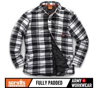 Scruffs Lavoratore Imbottito Quadri Camicia Pile Nero/Bianco Mano Tasche, Warm,