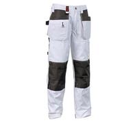 Scruffs Pantaloni Worker Plus, Bianco, 32 W Uomo