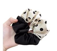 Scrunchie Capelli 3 pezzi Scrunchie for capelli in raso a pois Perle finte Cravatta elastica Accessorio donna primavera estate(Beige)
