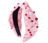 Scrunchie - Cerchietto per capelli in tessuto con stampa a forma di lettera d'amore, con nodi, romantico, accessorio per capelli, da donna,