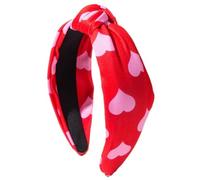 Scrunchie - Fascia per capelli da donna con stampa di lettere d'amore, con nodo ampio, colore: rosso