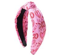 Scrunchie - Fascia per capelli da donna con stampa di lettere d'amore, con nodo e bordo largo, colore: rosa