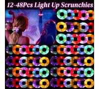 Scrunchie per capelli a LED da 5-50 pezzi Scrunchy per capelli illuminati per donna Fascia elastica per capelli in raso Natale che si illumina al buio Forniture per feste