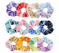 Scrunchies - Elastici per capelli morbidi in velluto, per ragazze, 12 pezzi, per capelli da donna e ragazza (Tie-dye)