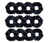 Scrunchies per Capelli 12 elastici for capelli in velluto, bianchi, neri, blu, verdi, viola, rossi e rosa, for donne ragazze(Black)