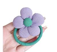 Scrunchies per Capelli Fascia for capelli coreana con coda di cavallo in cartone animato 3D, elastico alto e fiore, senza danni, for testa polpetta Per la donna(Purple)