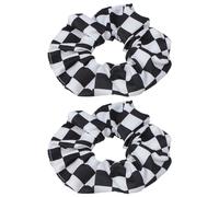 Scrunchies per Chioma Donna, 2 Pezzi, Chiffon, Scacchiera | Nero e Bianco, Morbidi ed Elastici, per Feste e Prom, Adatti a Tutti i Tipi di Chioma