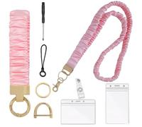 Scrunchies - Set di cordini per carte d'identità e chiavi, con porta badge, cordini elastici per insegnanti, infermieri, donne e uomini